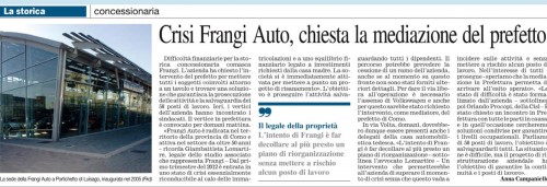 Crisi Frangi Auto, chiesta la mediazione