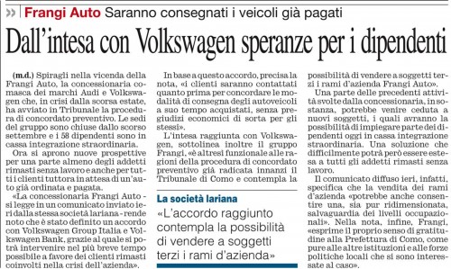 Dall'intesa con Volkswagen speranze