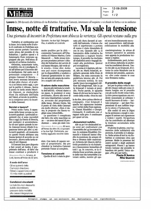 Innse, notte di trattative