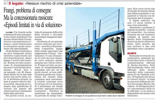 Frangi, problema di consegne